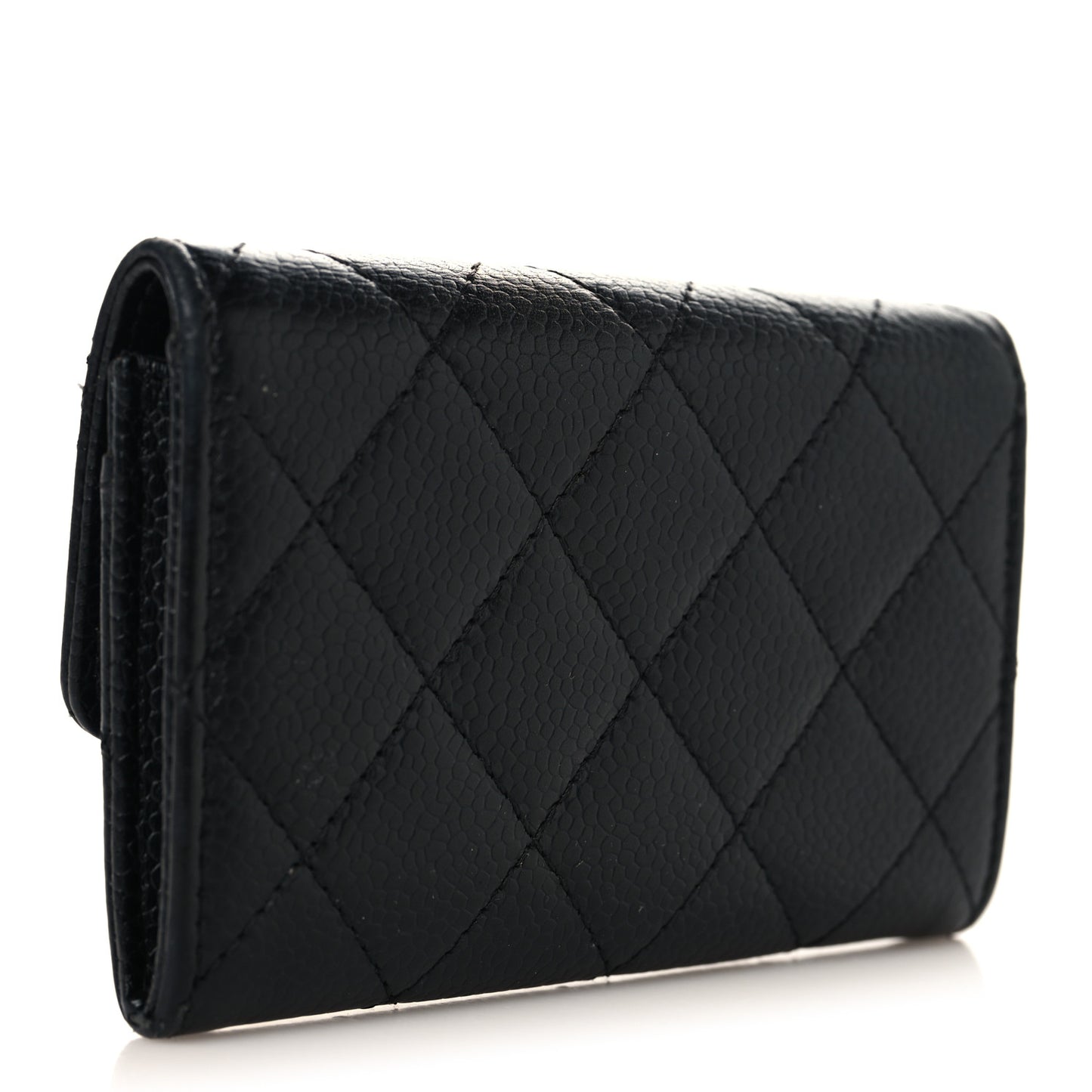 Caviar Quilted Flap Card Holder Black