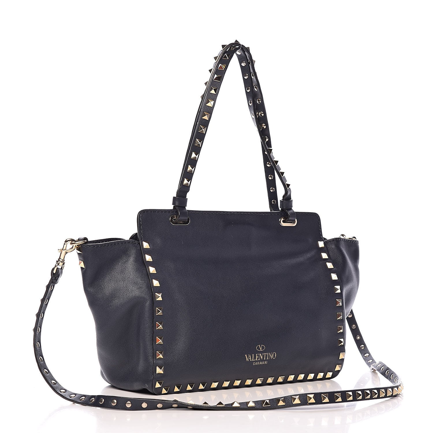 Valentino Garavani Vitello Small Rockstud Tote Marine 3 of 15