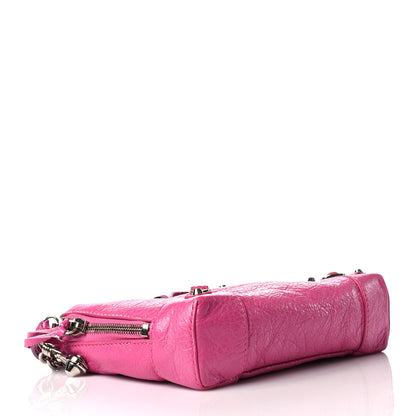 Balenciaga Agneau Arena Classic Silver Hardware Pouch With A Chain Crossbody Rose Flamingo 4 of 11