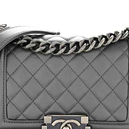 Chanel Metallic Calfskin Quilted Small Boy Flap Dark Silver 8 of 14