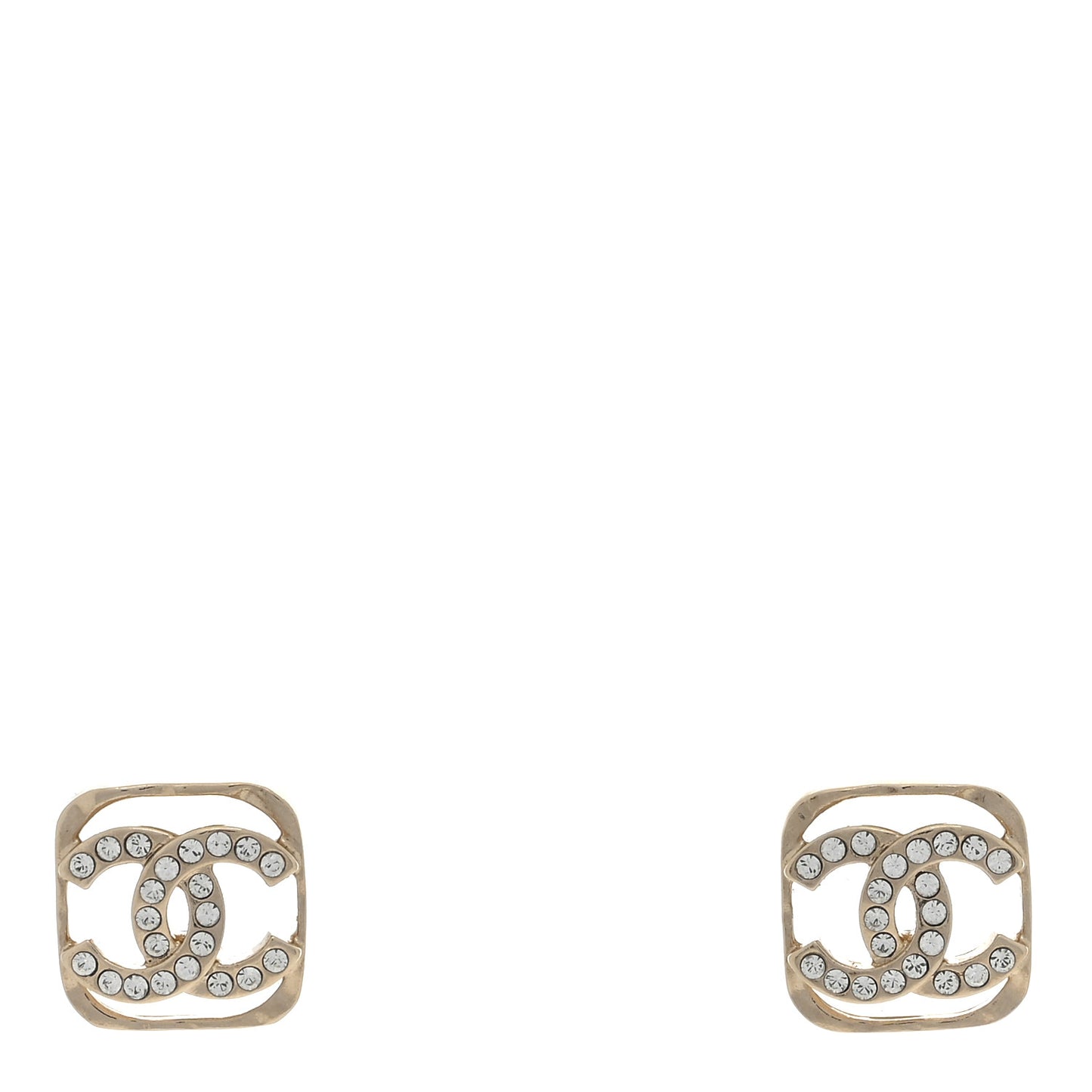 Crystal Square CC Earrings Gold