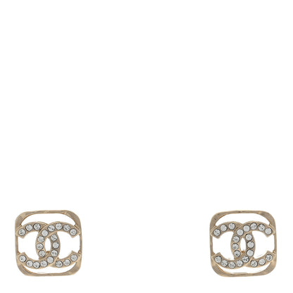 Chanel Crystal Square CC Earrings Gold 1 of 4