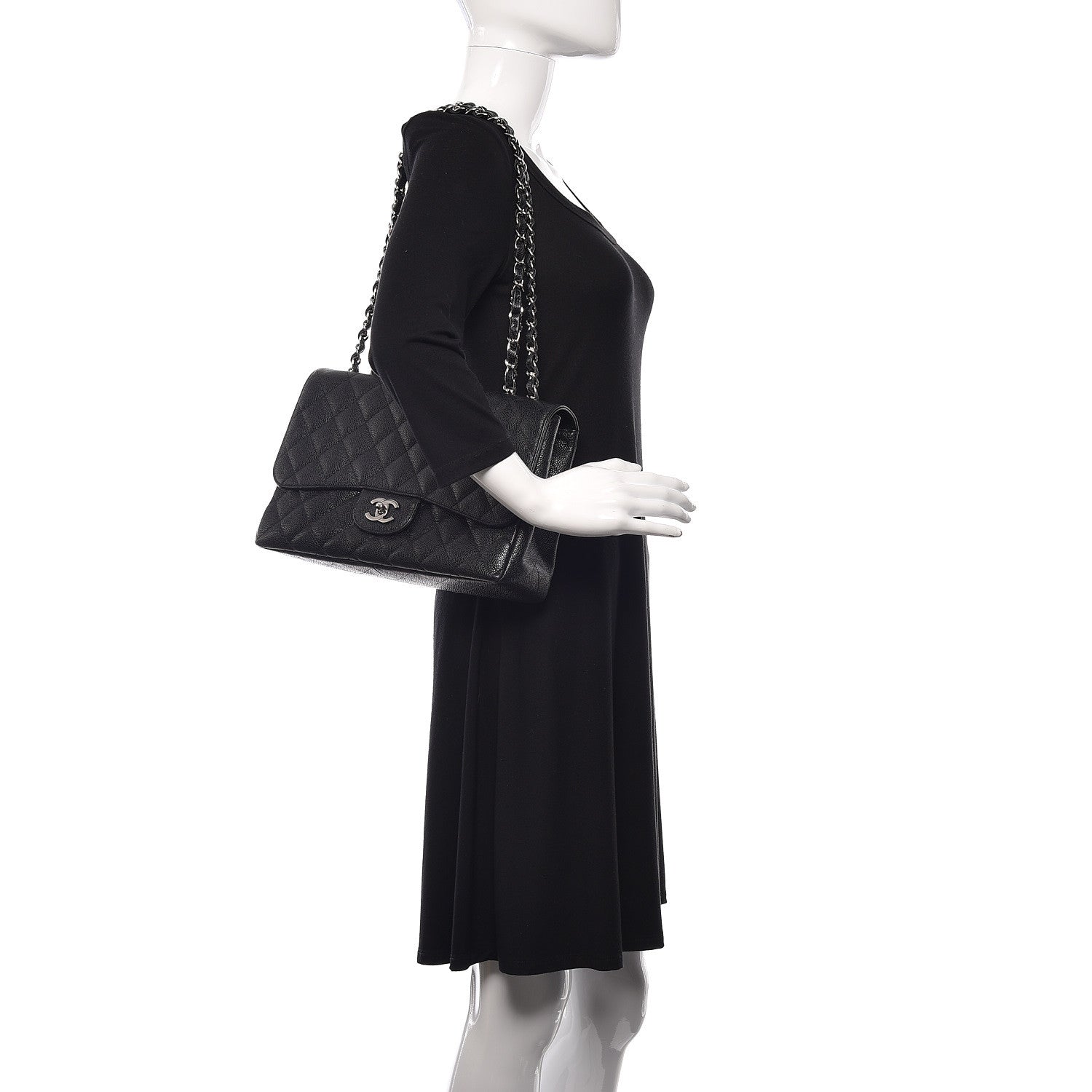 Chanel Caviar Quilted Jumbo Single Flap Black 2 of 17