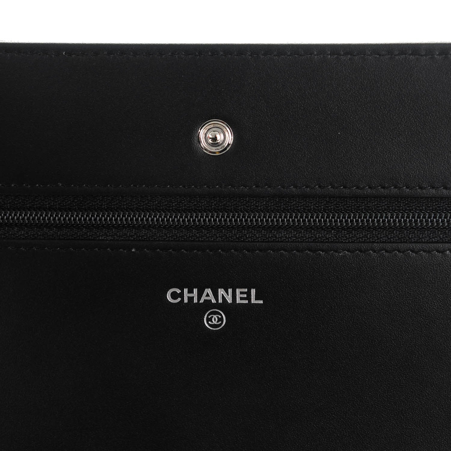 Chanel Iridescent Calfskin Camellia Embossed Wallet on Chain WOC Black 6 of 8