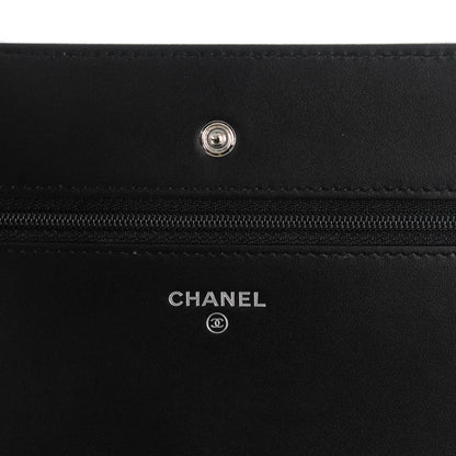 Chanel Iridescent Calfskin Camellia Embossed Wallet on Chain WOC Black 6 of 8
