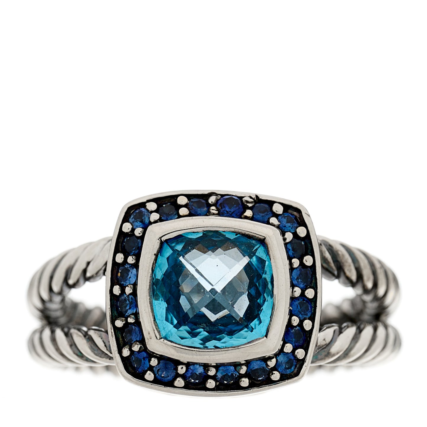 Sterling Silver Sapphire Blue Topaz 7mm Petite Albion Ring 53 6.25