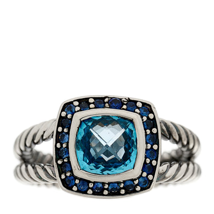 David Yurman Sterling Silver Sapphire Blue Topaz 7mm Petite Albion Ring 53 6.25 1 of 5