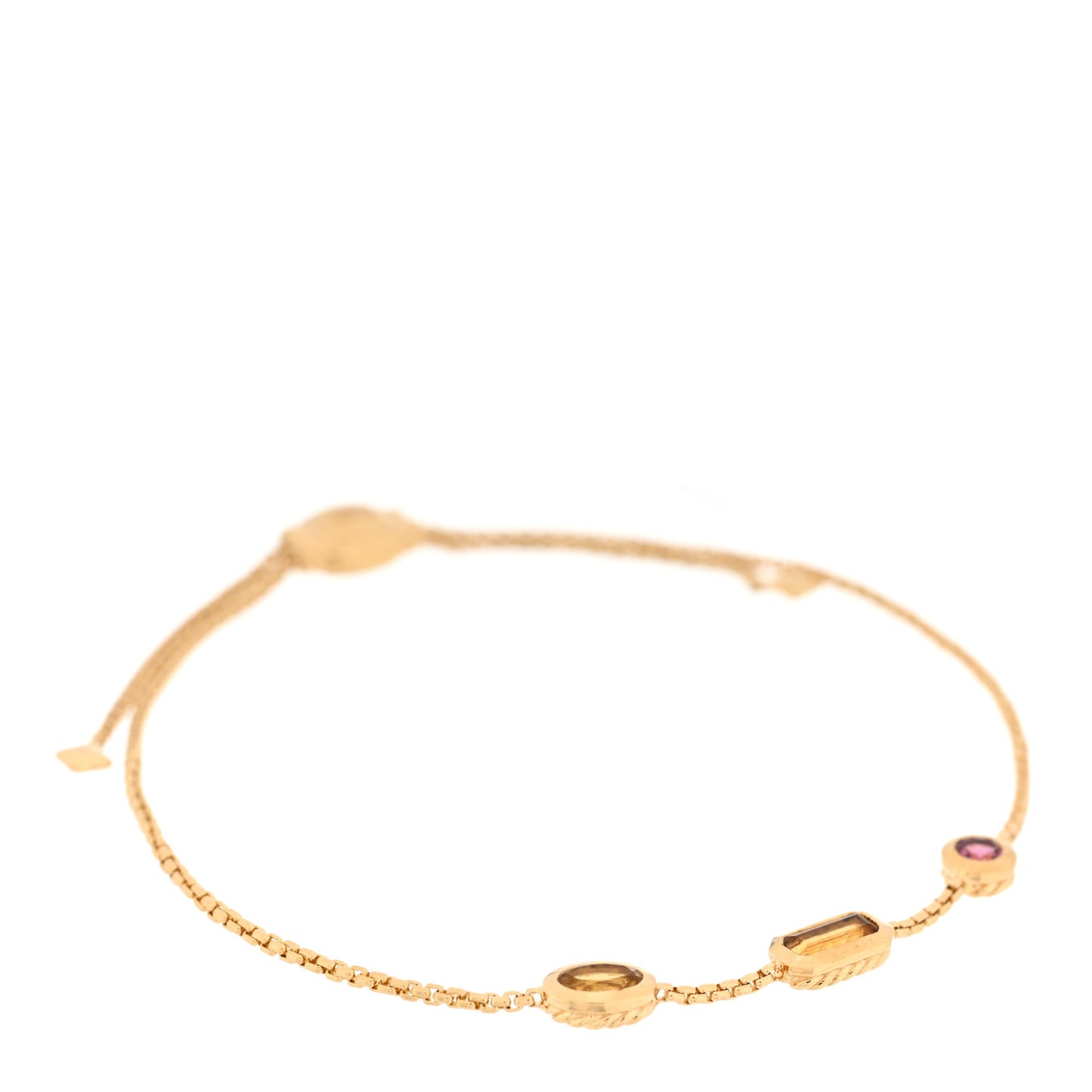 18K Yellow Gold Citrine Yellow Beryl Pink Tourmaline Novella Chain Bracelet
