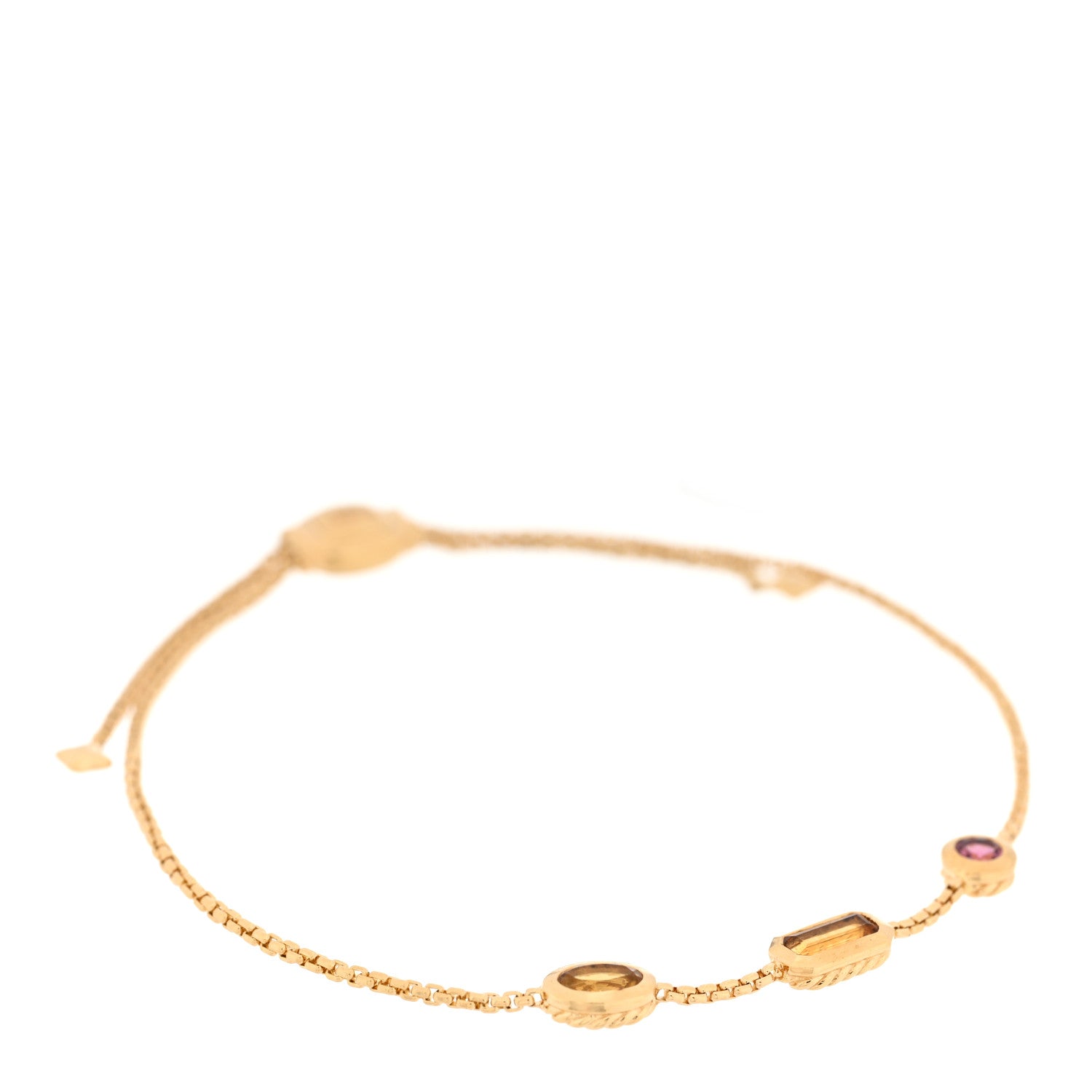 David Yurman 18K Yellow Gold Citrine Yellow Beryl Pink Tourmaline Novella Chain Bracelet 1 of 3
