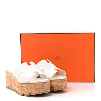 Hermes Calfskin Cork Eze 30 Sandals 37 White 9 of 9
