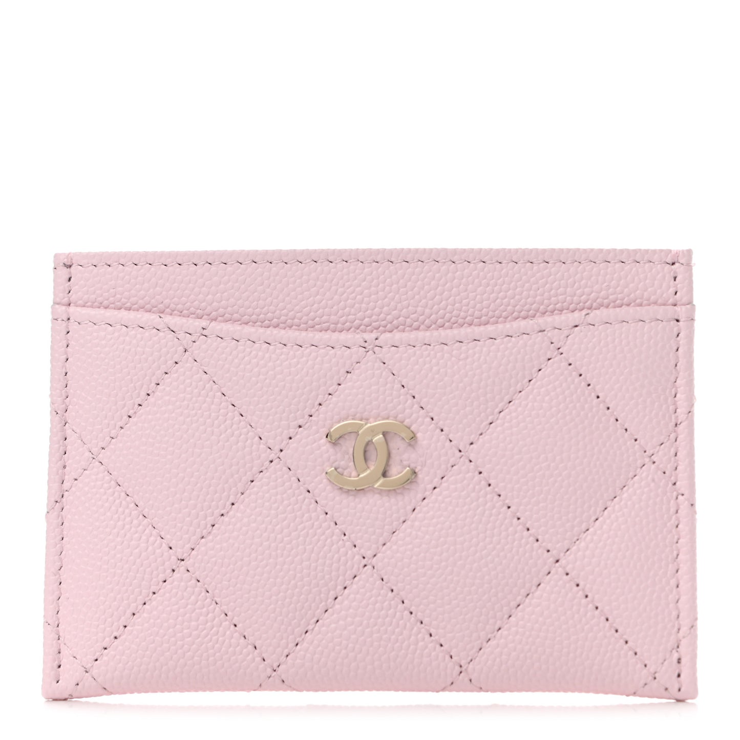 Caviar Quilted Card Holder Light Pink