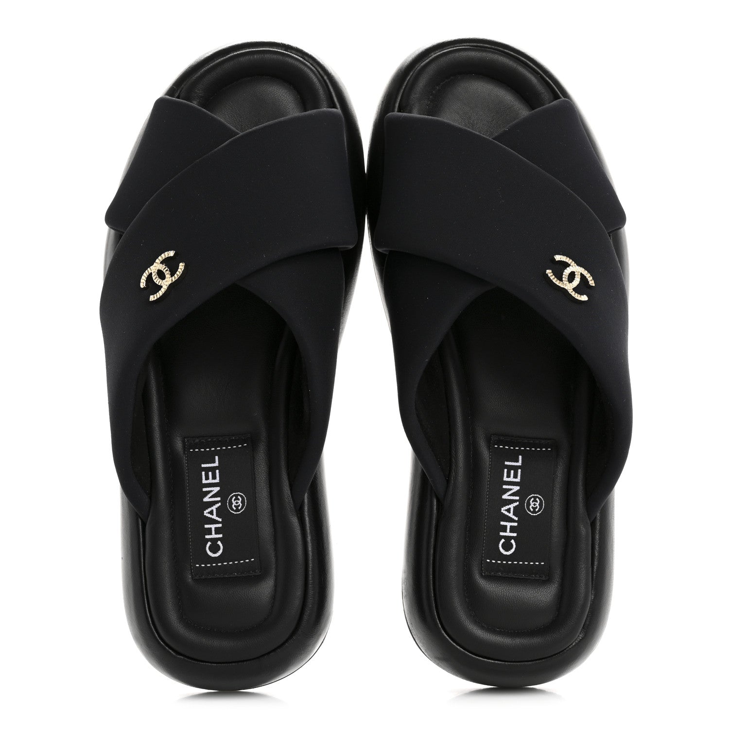 Chanel Fabric CC Mules Sandals 37 Black 2 of 10