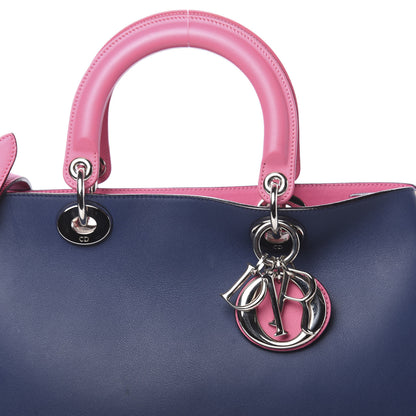 Christian Dior Smooth Calfskin Medium Tri-Color Diorissimo Bag Navy Pink 11 of 11