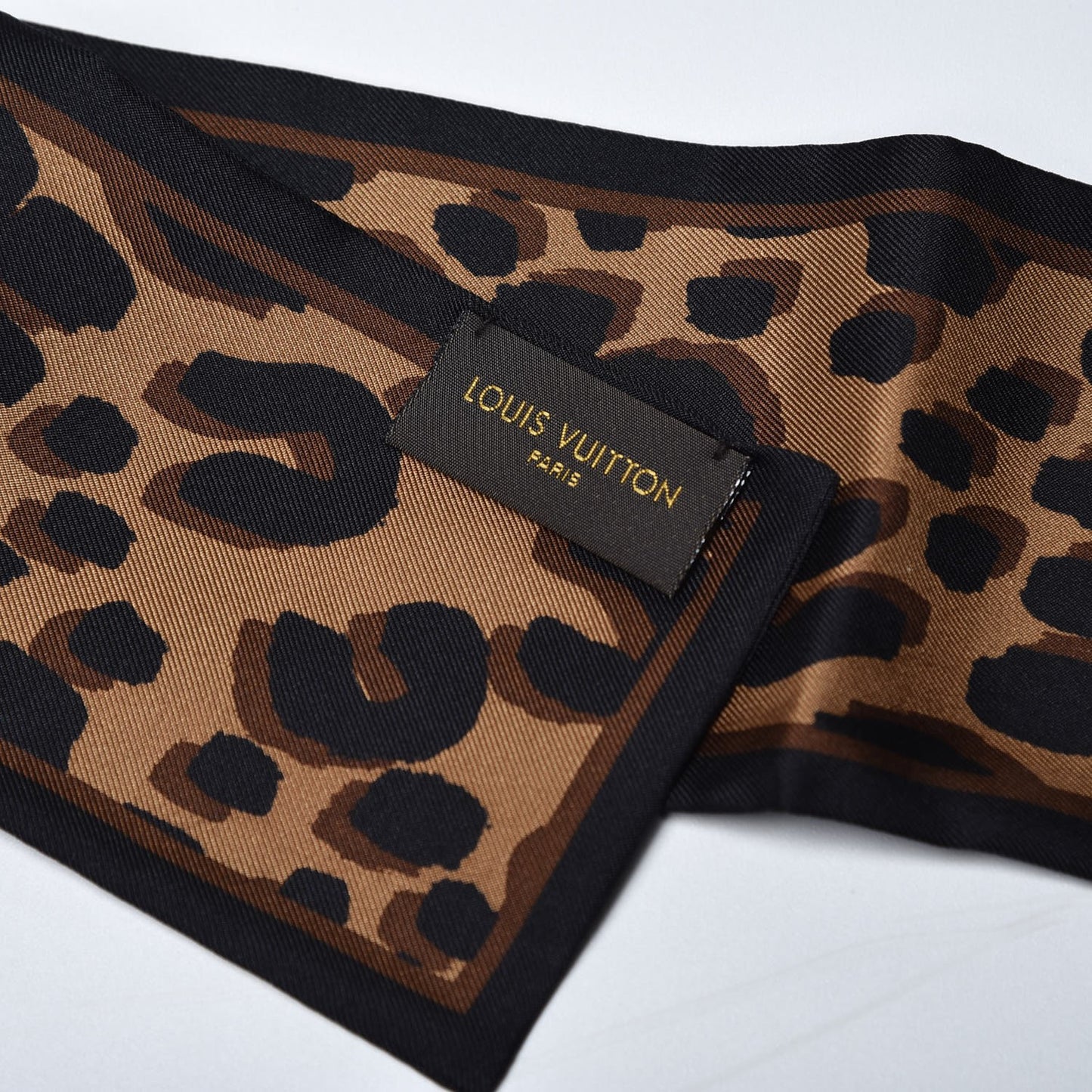 Silk Leopard Bandeau Scarf Marron