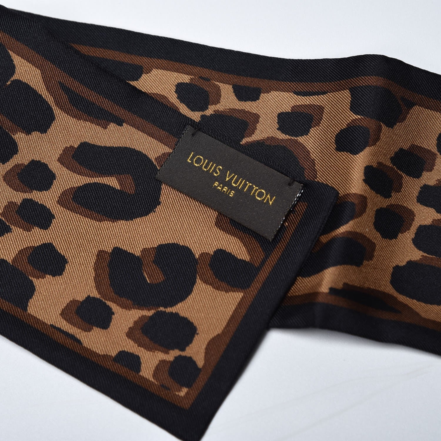 Louis Vuitton Silk Leopard Bandeau Scarf Marron 3 of 4