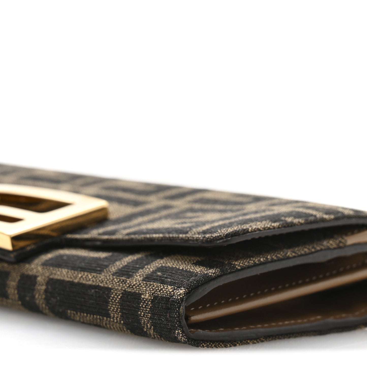 Fabric Jacquard FF 1974 Continental Wallet On Chain Tobacco Moro
