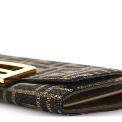 Fendi Fabric Jacquard FF 1974 Continental Wallet On Chain Tobacco Moro 10 of 11