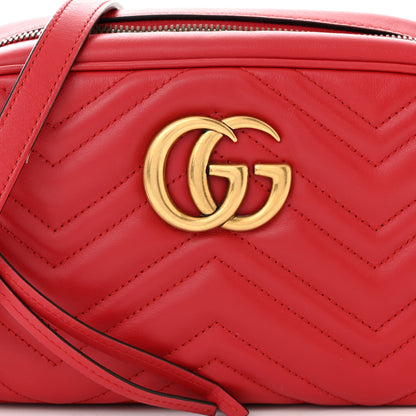 Gucci Calfskin Matelasse Small GG Marmont Chain Shoulder Bag Hibiscus Red 8 of 13
