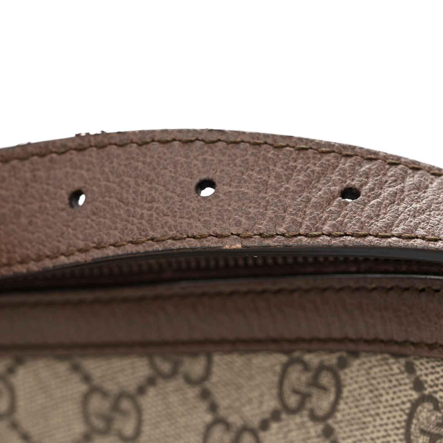 GG Supreme Monogram Textured Dollar Calfskin Web Small Ophidia Half Moon Hobo Beige Ebony New Acero