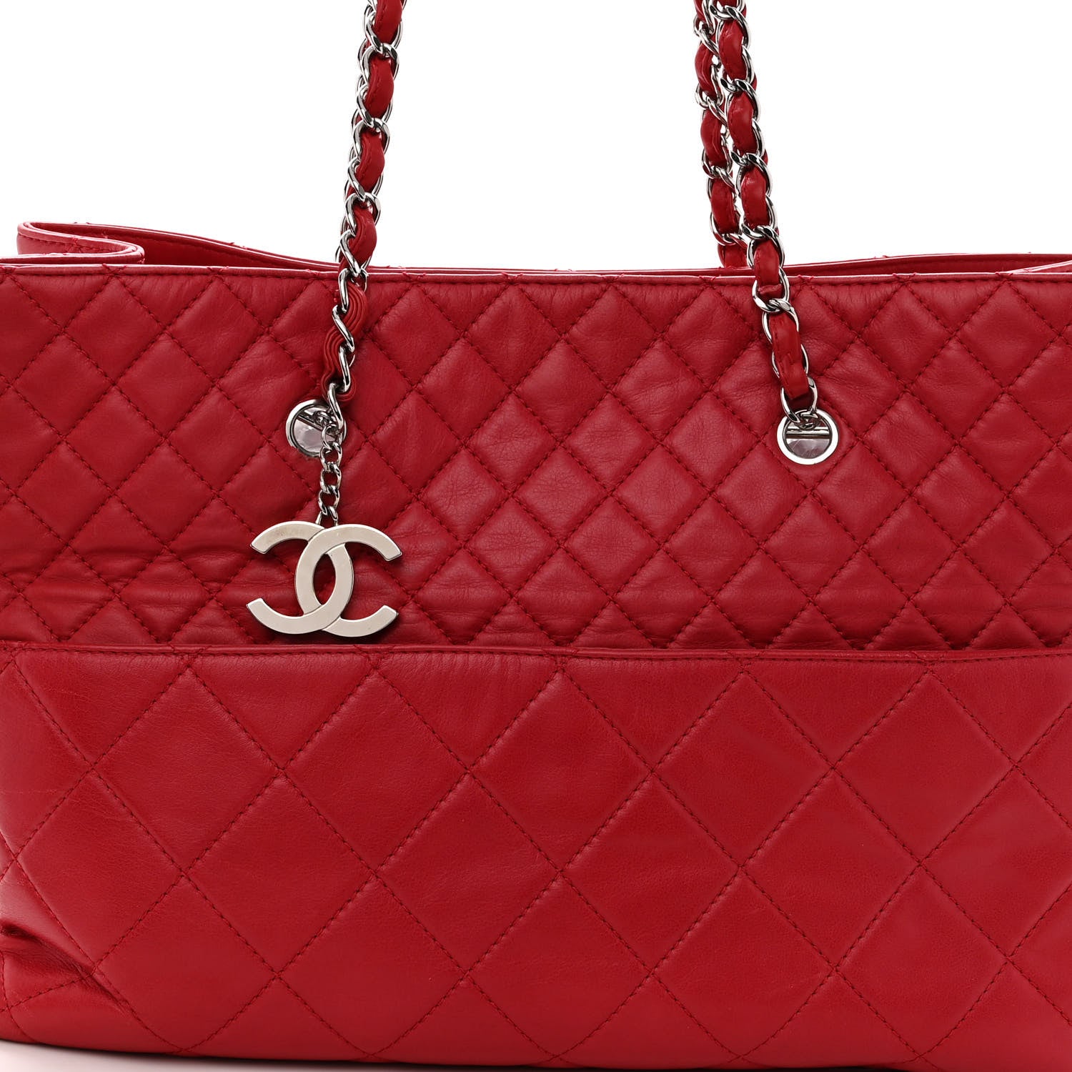 Chanel Calfskin Quilted Large In the Business Tote Red 8 of 10