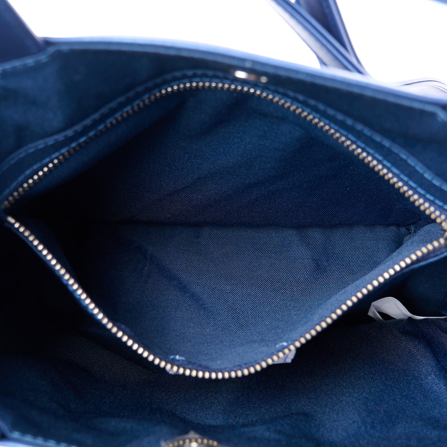 Metallic Vegan Leather Medium Shopping Bag Cobalt