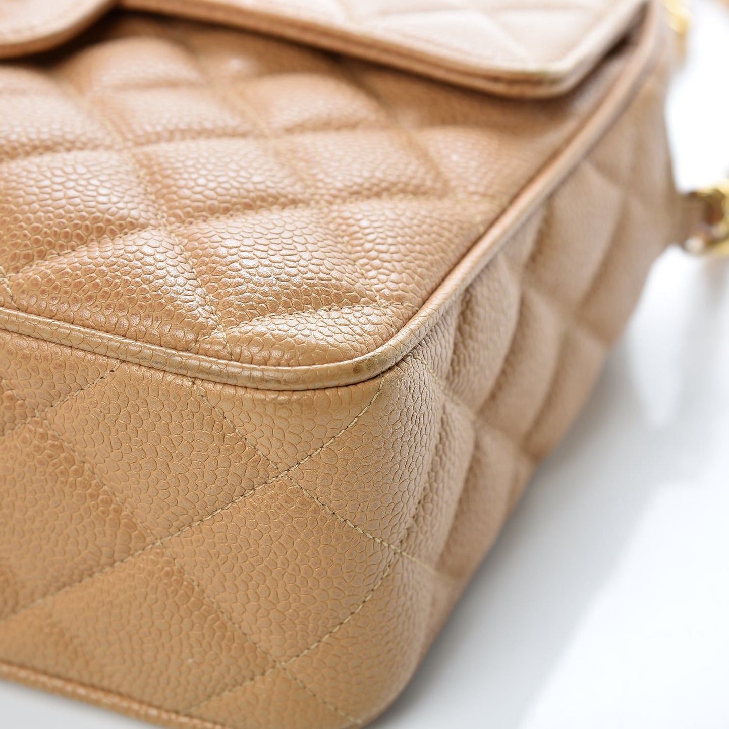 Caviar Quilted Camera Case Beige