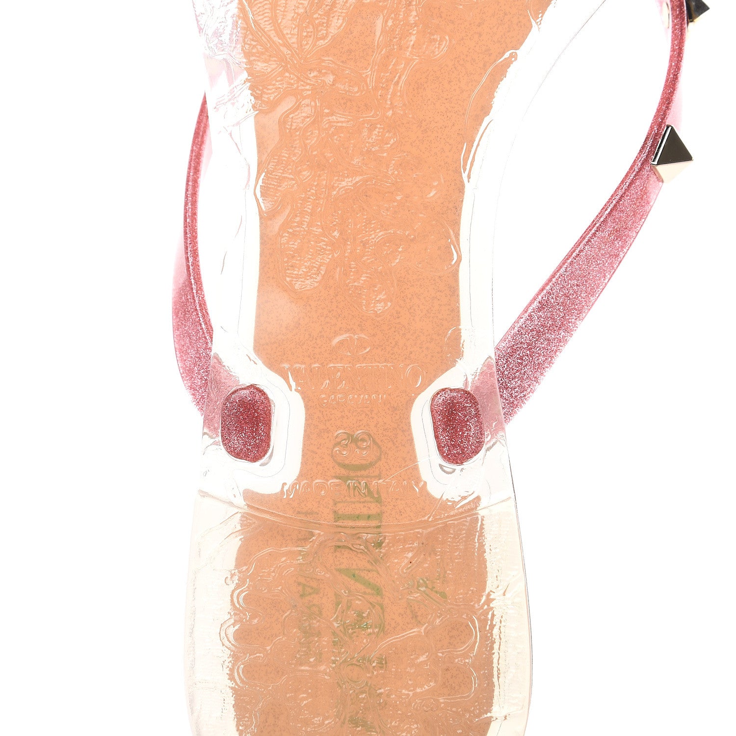 Valentino Garavani PVC Jelly Glitter Rockstud Bow Thong Sandals 39 Pink 7 of 8