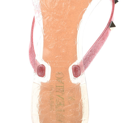 Valentino Garavani PVC Jelly Glitter Rockstud Bow Thong Sandals 39 Pink 7 of 8