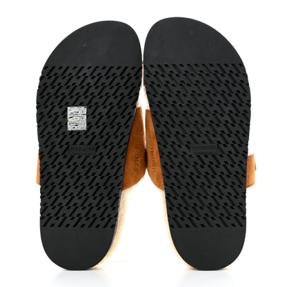 Hermes Suede Goatskin Woolskin Womens Chypre Sandals 37 Naturel Ecru 5 of 8