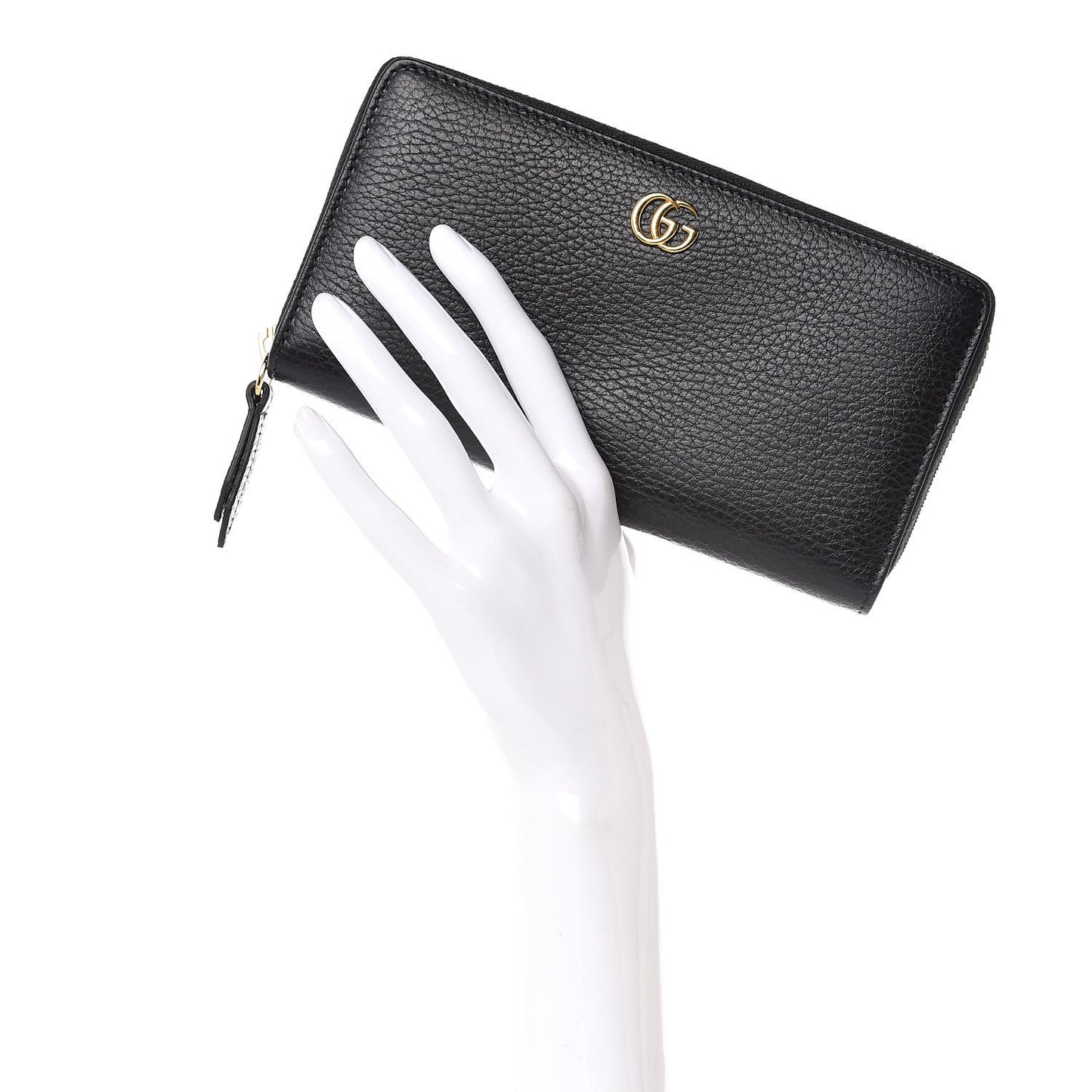 Dollar Calfskin GG Marmont Zip Around Wallet Black