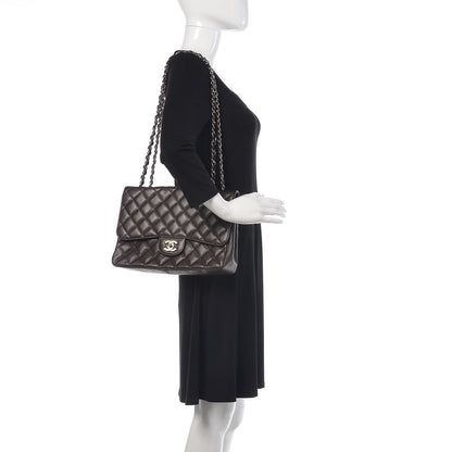 Chanel Caviar Quilted Jumbo Single Flap Dark Brown 2 of 13