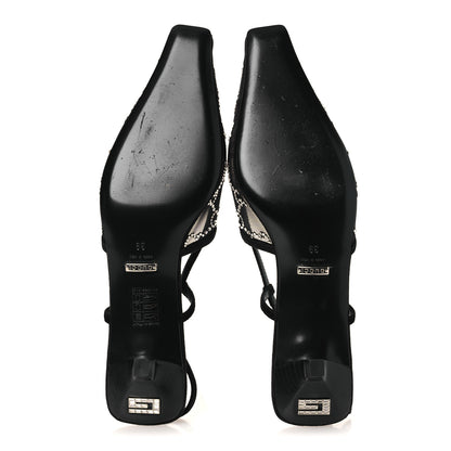 Gucci Tela Retino Kid Scamosciato Crystal GG Monogram Square G 35mm Slingback Pumps 39 Black 7 of 9