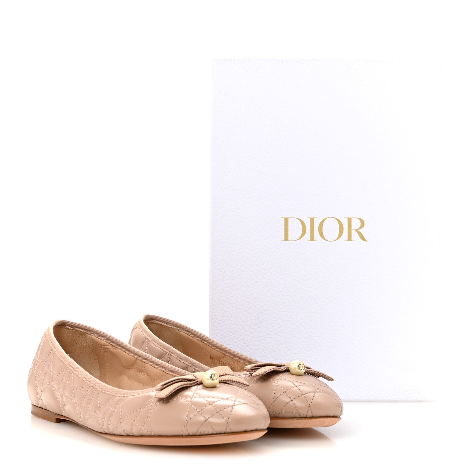 Christian Dior Calfskin Cannage Pearl Bow Ballet Flats 39 Nude 10 of 10