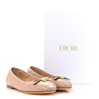 Christian Dior Calfskin Cannage Pearl Bow Ballet Flats 39 Nude 10 of 10