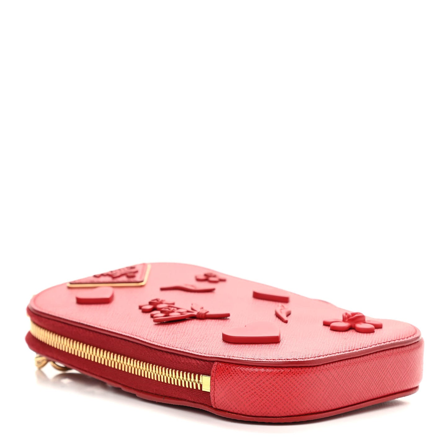 Saffiano Embellished Mini Qixi Crossbody Bag Fuoco