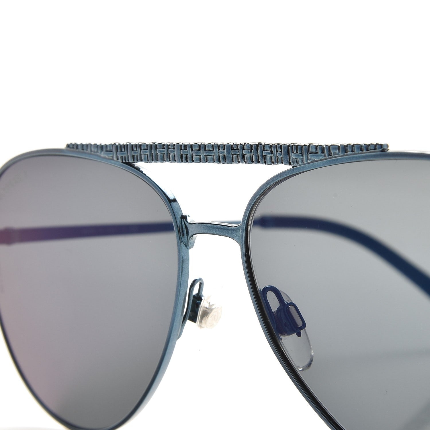 Chanel Aviator Metallic Pilot Sunglasses 4231 Dark Blue 8 of 13