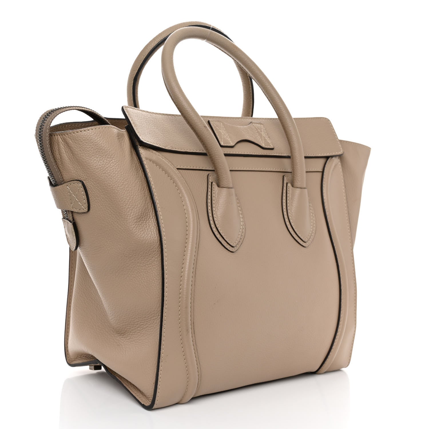Celine Drummed Calfskin Mini Luggage Dune 3 of 9