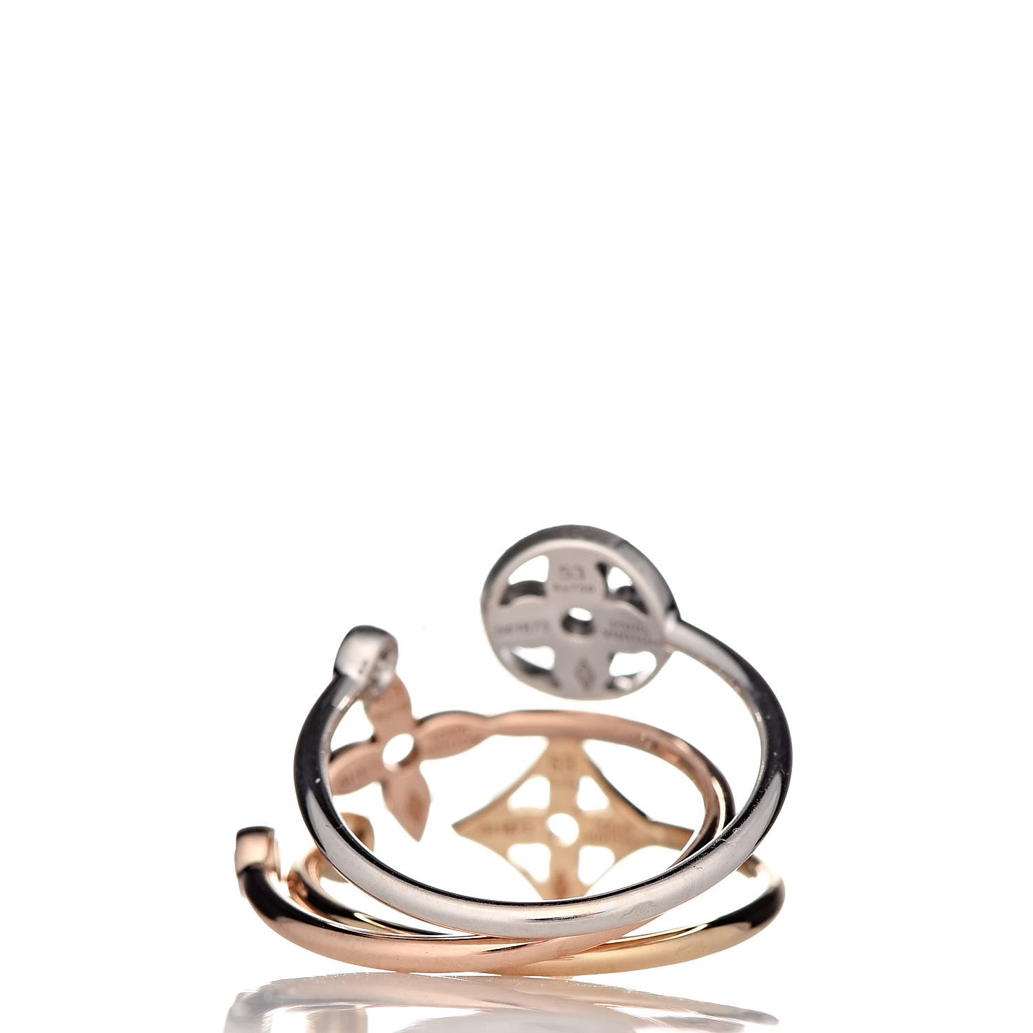 Louis Vuitton 18K Yellow Pink White Gold Diamond Idylle Blossom Ring 3 Set 53 6.25 4 of 9