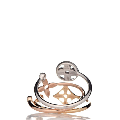 Louis Vuitton 18K Yellow Pink White Gold Diamond Idylle Blossom Ring 3 Set 53 6.25 4 of 9