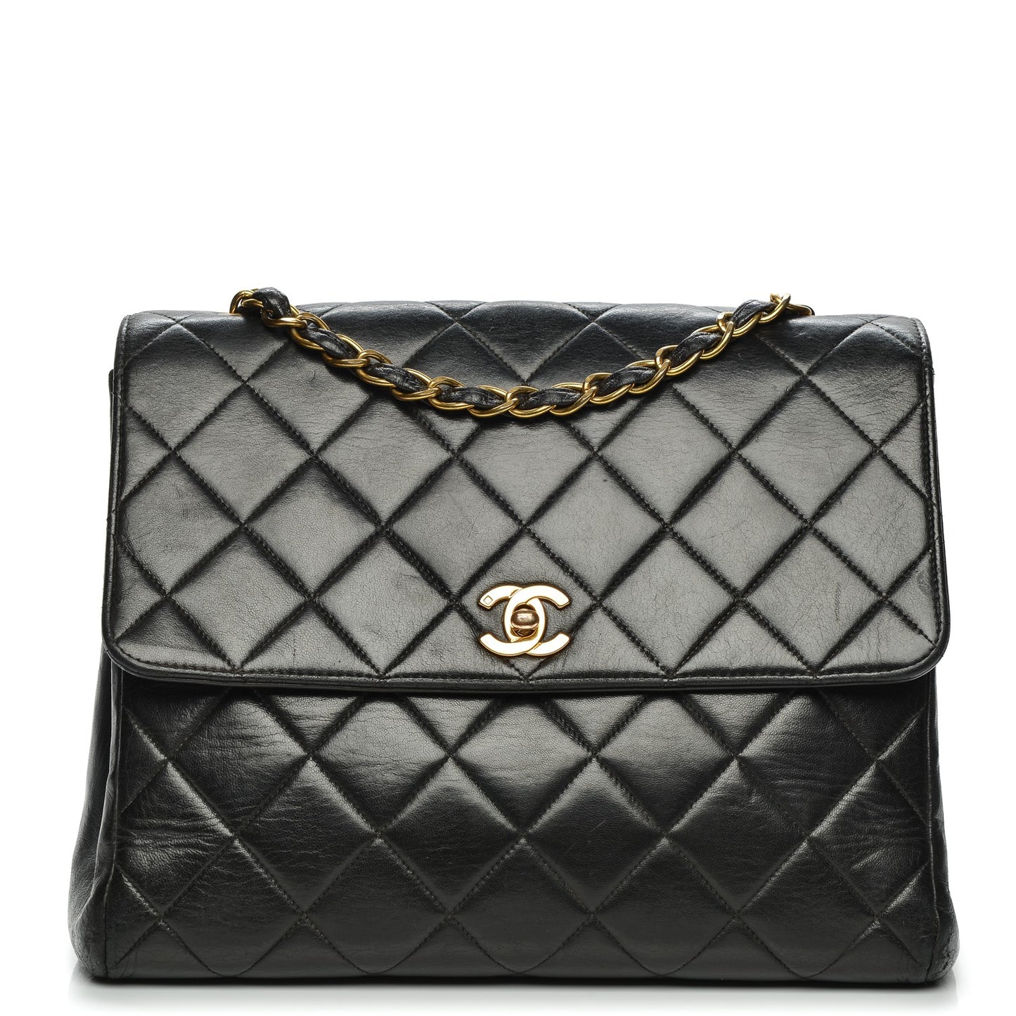 Lambskin Quilted Medium Single Flap Black