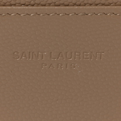 Saint Laurent Grain De Poudre Chevron Monogram Large Bill Pouch Dark Beige 6 of 9