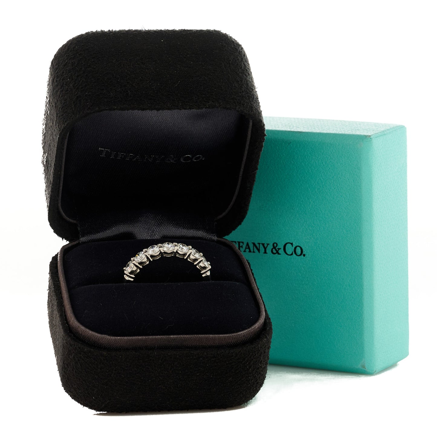 Platinum Diamond 3.5mm Forever Half Circle Band Ring 54 6.75