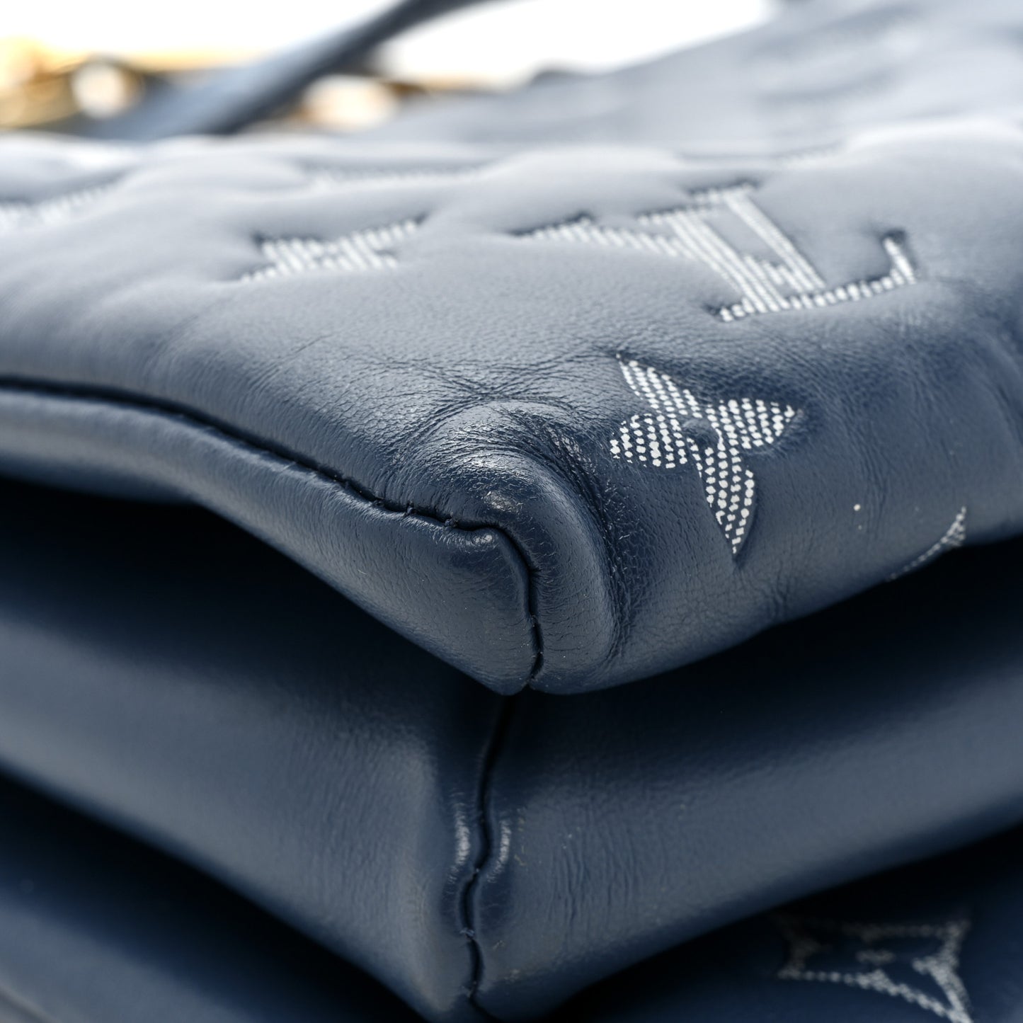 Lambskin Embossed Monogram Coussin PM Denim Blue