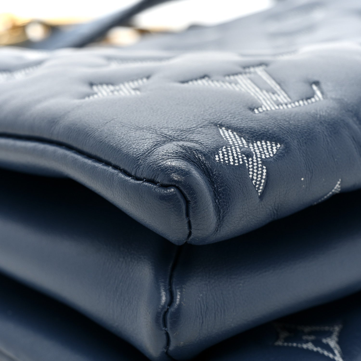 Louis Vuitton Lambskin Embossed Monogram Coussin PM Denim Blue 13 of 15