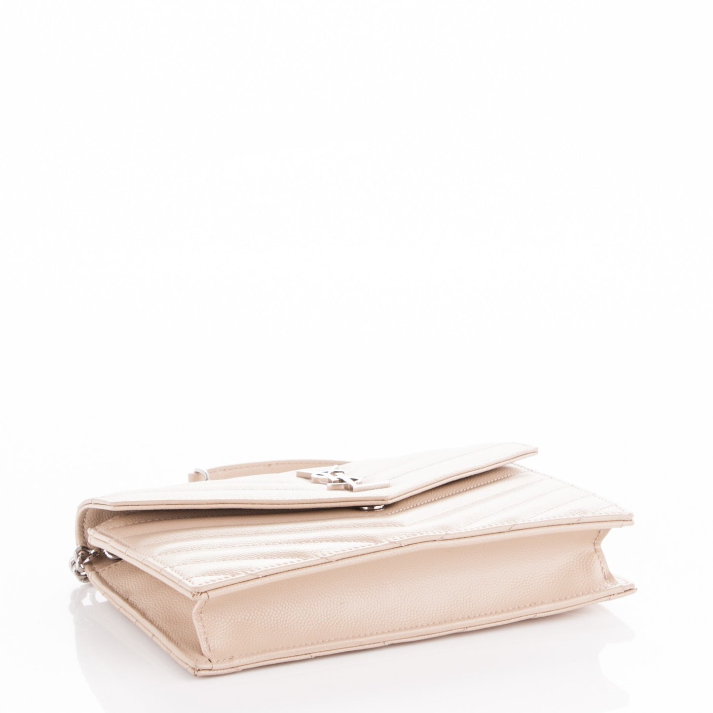 Grain De Poudre Matelasse Chevron Monogram Envelope Chain Wallet Nude Powder