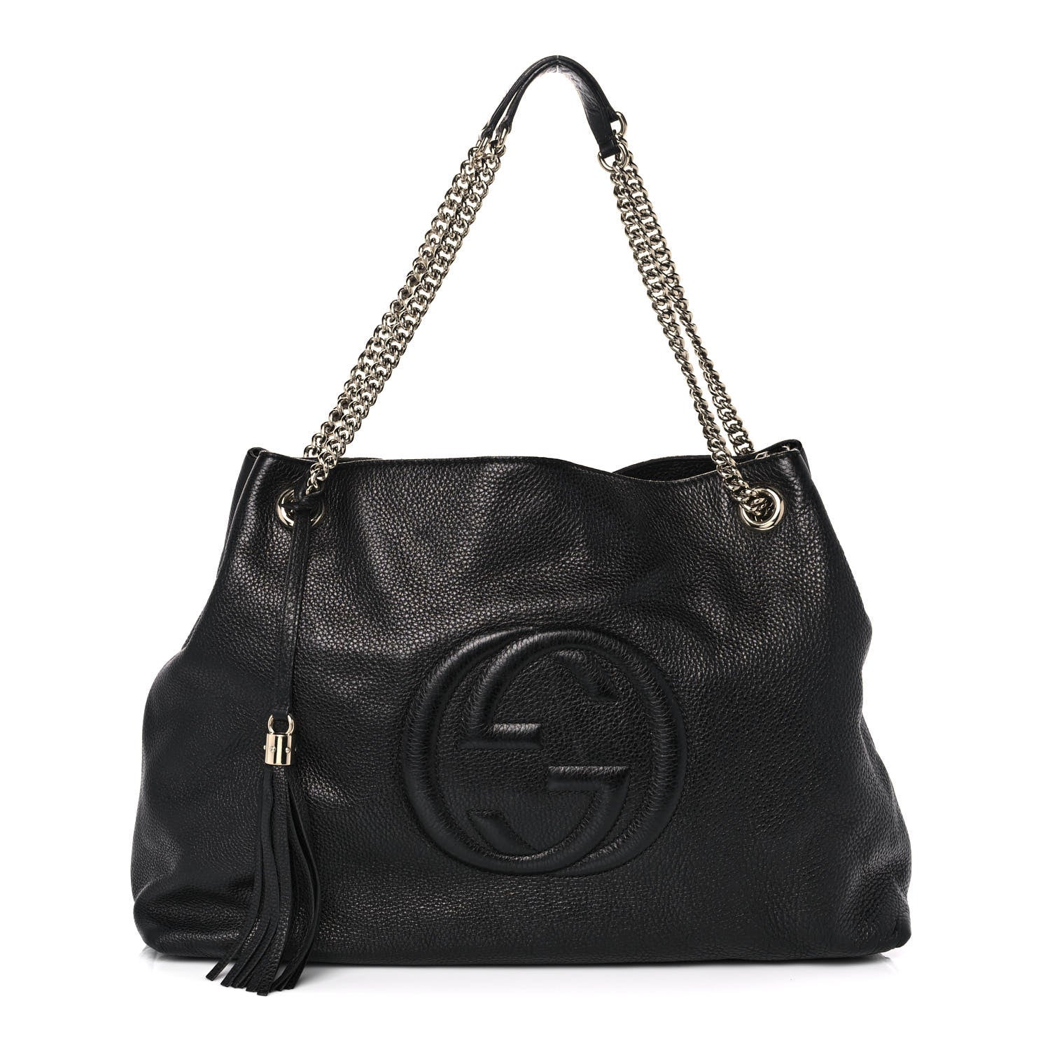 Gucci Pebbled Calfskin Large Soho Chain Shoulder Bag Black 1 of 18