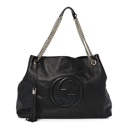 Gucci Pebbled Calfskin Large Soho Chain Shoulder Bag Black 1 of 18