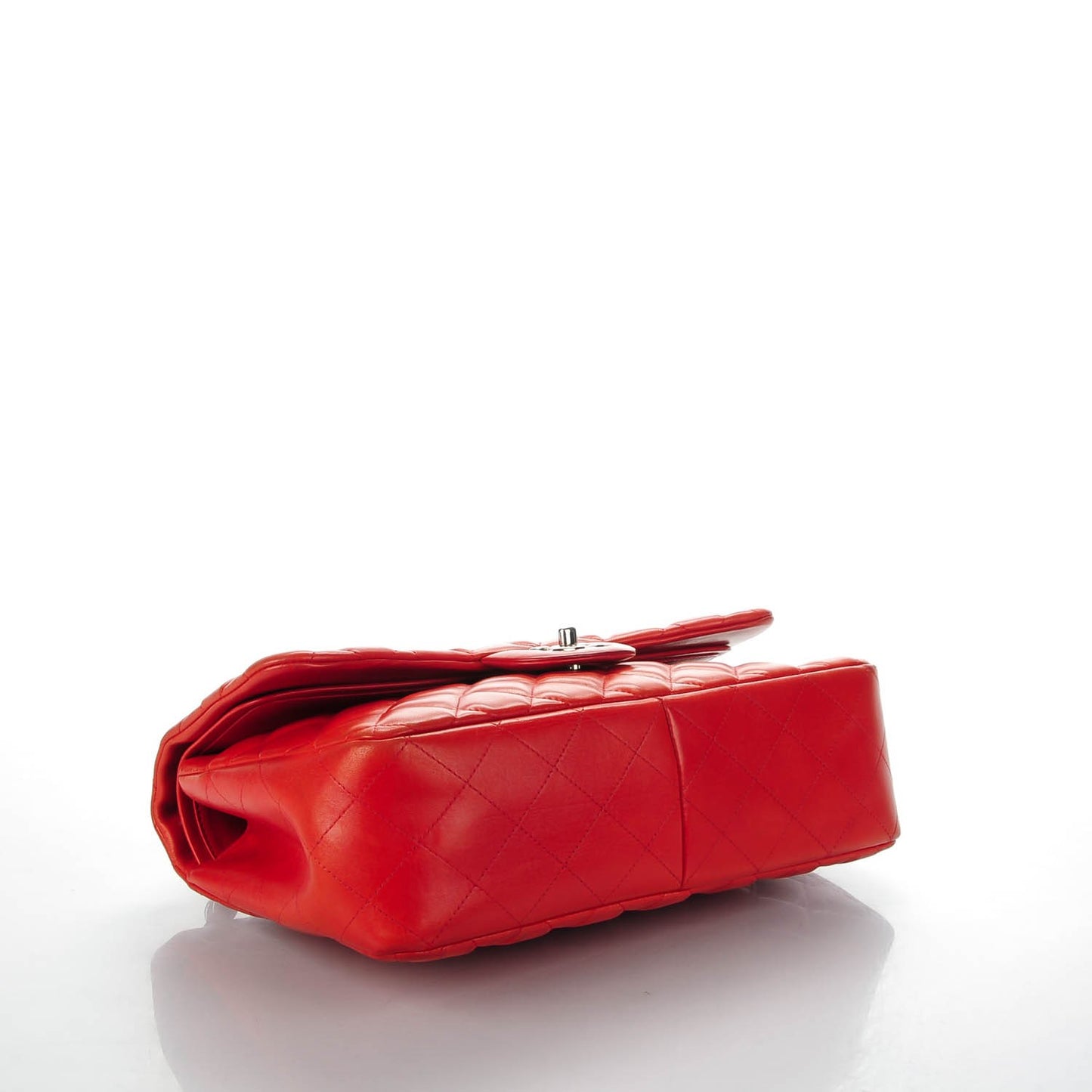 Lambskin Quilted Jumbo Double Flap Red