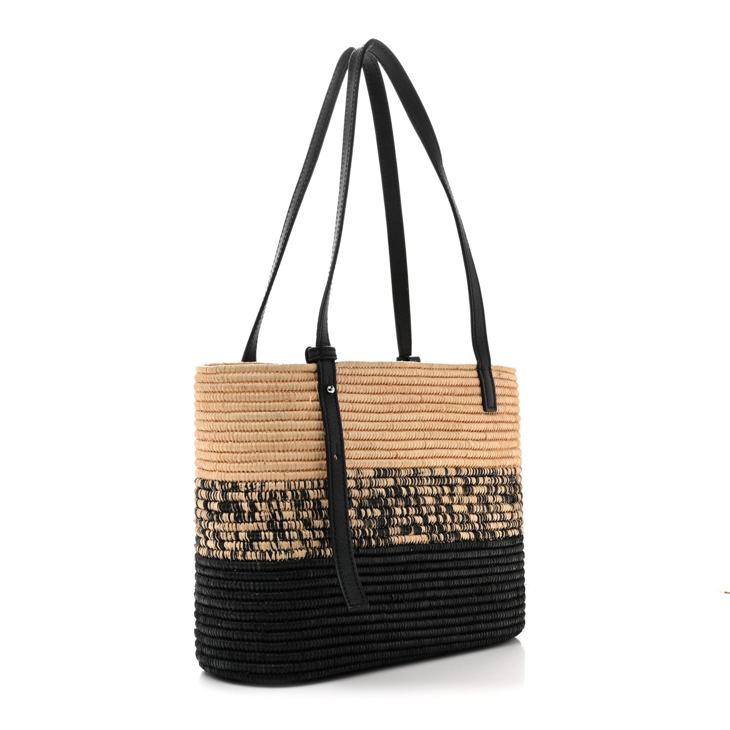 Loewe Raffia Small Square Basket Tote Bag Natural Black 3 of 12