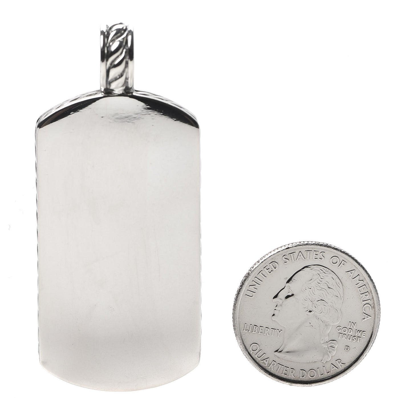 Sterling Silver Tiger Eye Dog Tag Pendant
